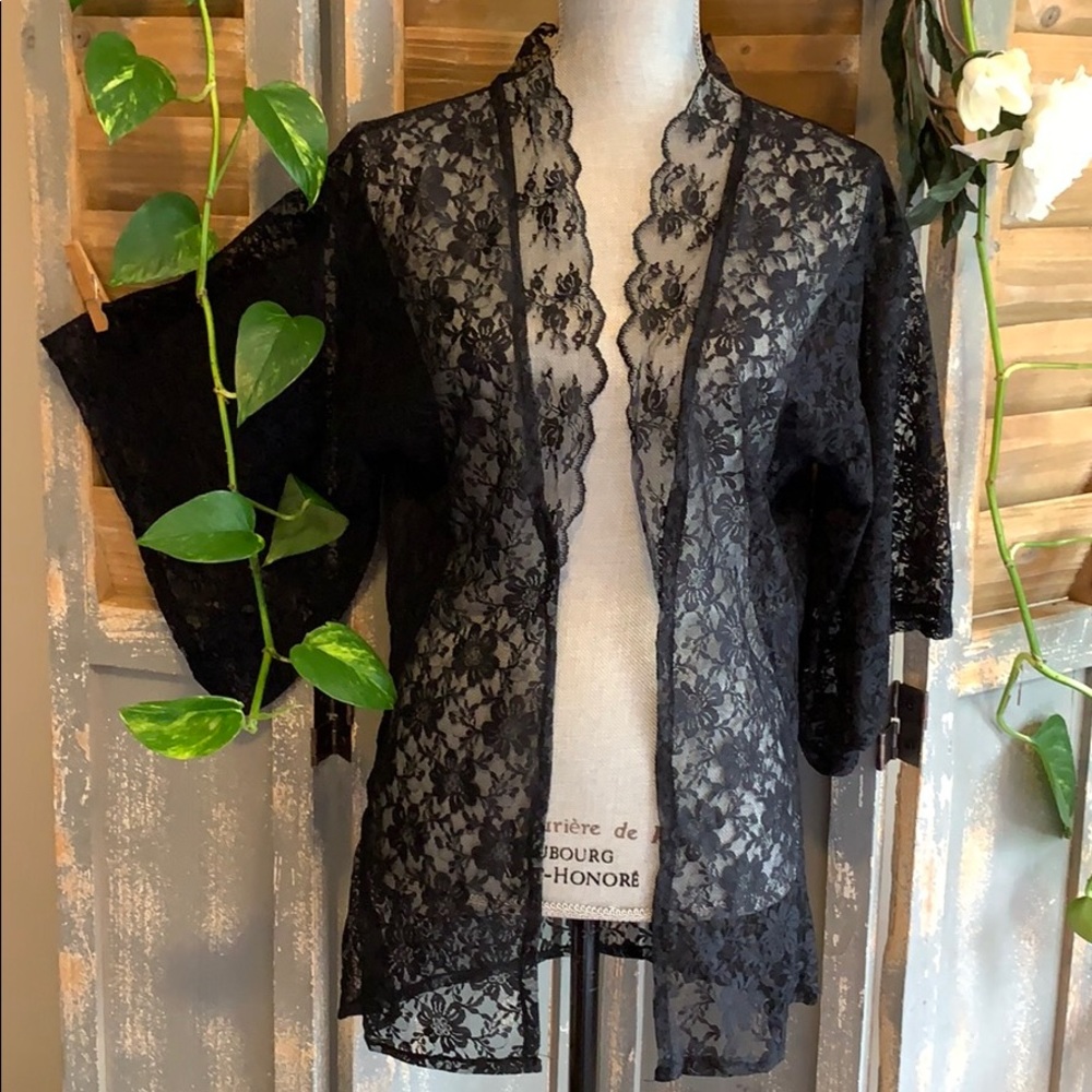 Baci Sexy Black Lace Kimono 🌺